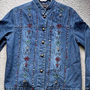 COPY - New Directions Embroidered Denim Jean Jacket Women S
